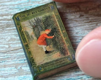 Miniature Secret Garden Book – 1:12 Scale Frances Hodgson Burnett • Vintage Fairy-Tale Cover • Tiny Closed Dollhouse Book