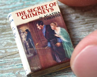 Miniature Secret of Chimneys Book – 1:12 Scale Agatha Christie Mystery • Vintage Detective Cover • Tiny Closed Dollhouse Book