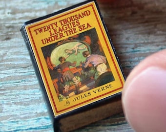 Miniature Twenty Thousand Leagues Under the Sea – 1:12 Scale Jules Verne Book • Vintage Adventure Cover • Tiny Closed Nautical Novel