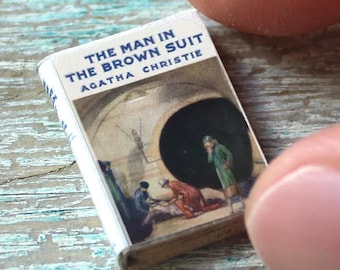 Miniature “The Man in the Brown Suit” Book – 1:12 Scale Agatha Christie Mystery • Tiny Closed Book for Dollhouse Library or Curio Shelf