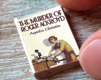 Miniature “The Murder of Roger Ackroyd” Book – 1:12 Scale Agatha Christie Mystery • Vintage Cover • Tiny Closed Dollhouse Book