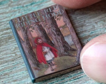 Miniature Little Red Riding Hood Book – 1:12 Scale Fairy Tale Dollhouse Decor • Tiny Closed Book • Storybook Shelf Accent