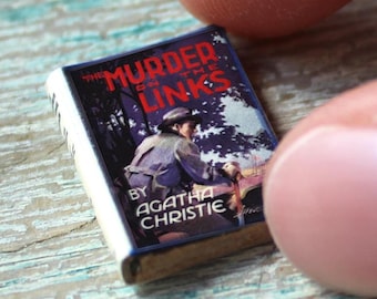 Miniature Murder on the Links Book – 1:12 Scale Agatha Christie Mystery • Tiny Detective Novel for Dollhouse or Curio Shelf • Vintage Crime