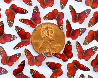 Miniature Red Paper Butterflies for Dollhouses, Jewelry Making + DIY - Choose Your Quantity & Wingspan