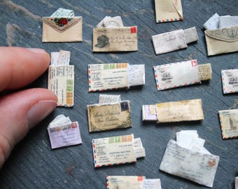 Miniature Antique Envelopes – 1:12 Scale Dollhouse Mail • Tiny Vintage Letters for Desk or Attic Scene • Open, Sealed, or Mixed Sets