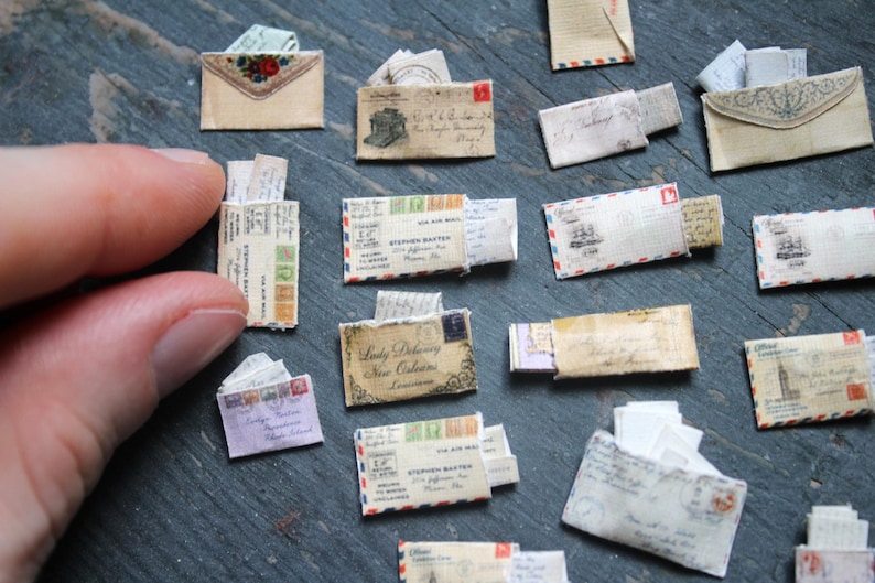 Miniature Antique Envelopes – 1:12 Scale Dollhouse Mail • Tiny Vintage ...
