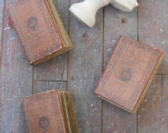 Miniature Antique Book Set –  Vintage Dollhouse Decor • Set of Three Tiny Closed Books • Victorian Library Miniatures for Curio Cabinet