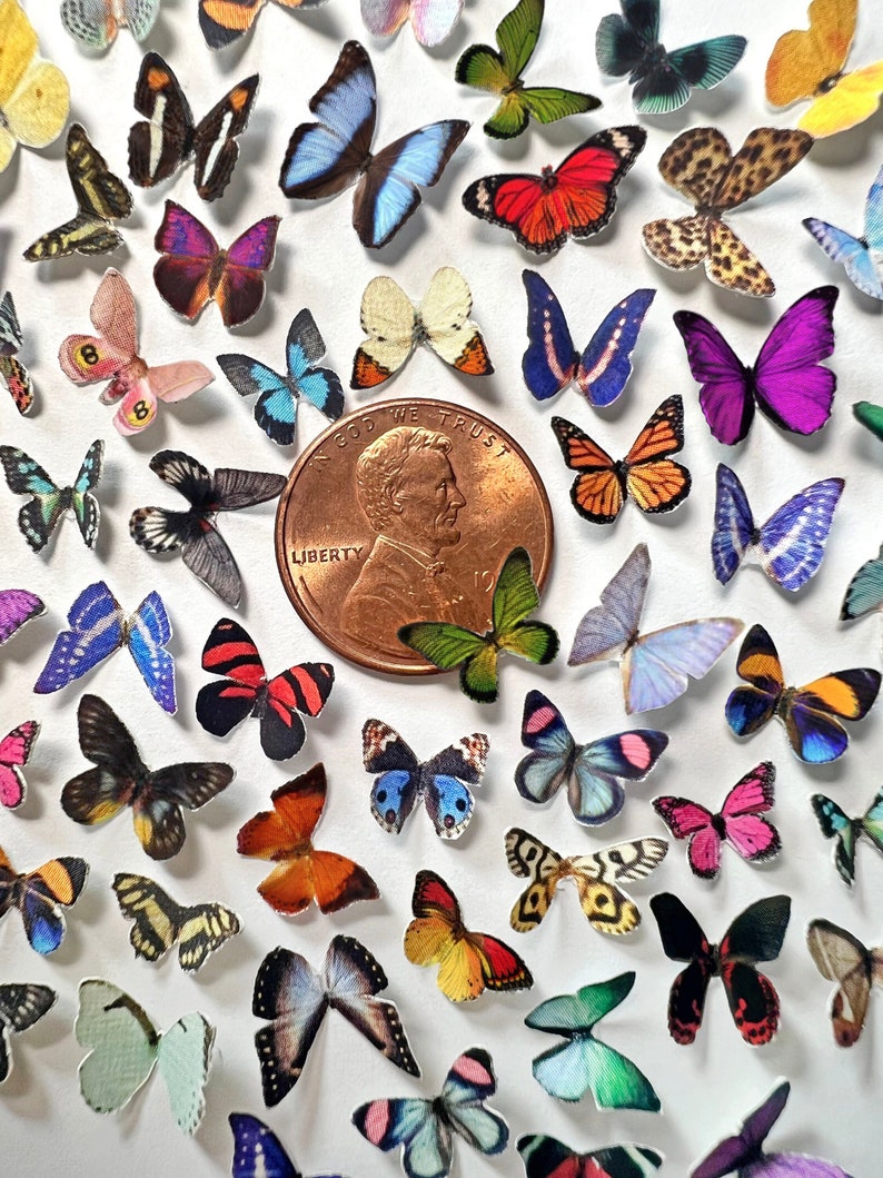 Miniature Realistic Paper Butterflies for Dollhouses, Jewelry Making DIY Choose Your Quantity Various Species & Colors image 1