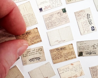 Miniature Antique Postcards – Scale Dollhouse Ephemera • Tiny Vintage Mail  • Old Post Cards for Dioramas, Journals & Curio Cabinets