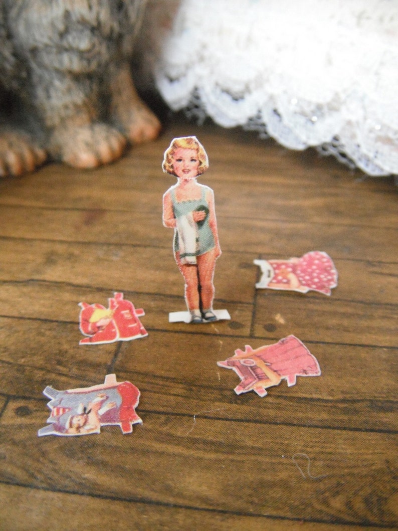 Miniature Vintage Paper Doll image 1