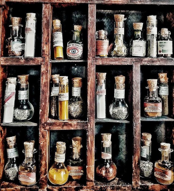 Miniature Apothecary Bottles With Mysterious Contents 