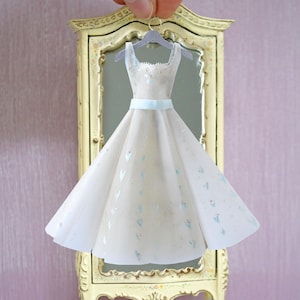 Miniature Handpainted Paper Dress --- Something Blue