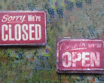Miniature 1:12 Scale Open Closed Sign Shabby Rustic Timeworn Look - Etsy