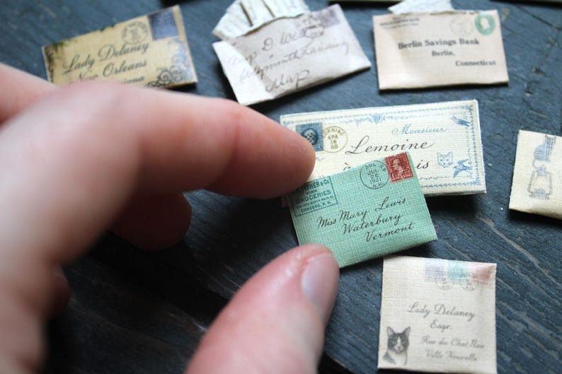 Miniature Antique Envelopes – 1:12 Scale Dollhouse Mail • Tiny Vintage ...