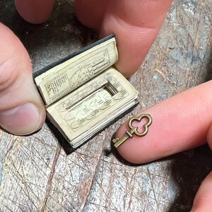 Miniature Antique Open Book with Secret Compartment & Skeleton Key 1-Inch Scale Dollhouse Accessory image 6