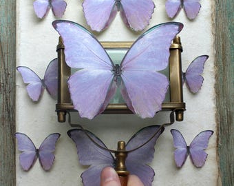 Lavendel Morpho Schmetterling Papierausschnitte - Vorgeschnittene Papierschmetterlinge • Fairycore Bastelbedarf • Von der Natur inspirierte Dekoration