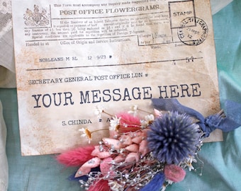Dried Flower Bouquet with Vintage Telegram – Flowergram Gift