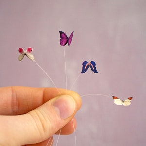 Miniature Floating Butterfly – Realistic Insect for Dollhouse, Diorama, and Curio Displays - Terrarium & Fairy Garden - Choose Your Species