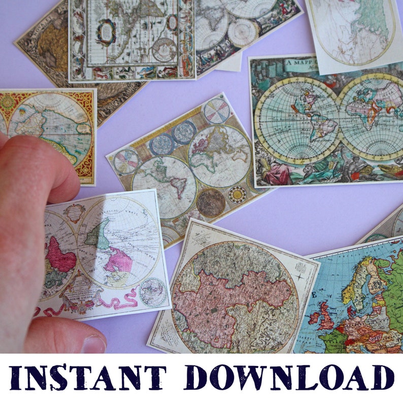 15 Miniature World Maps: Dollhouse Digital Download DIY - Etsy