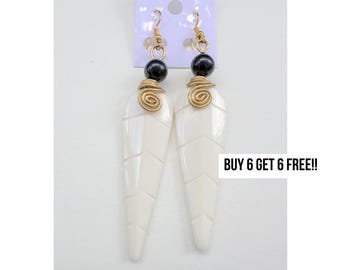695 Handmade Gift, Grandma Gift, Gift for Her, Personalized Gifts, Earrings, Bone Earrings, Ethnic Earrings, African Bone & Brass Earrings.