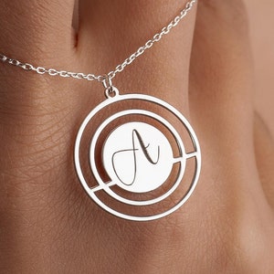 Collar redondo con inicial personalizado, collar con letras, collar con nombre personalizado, regalos para esposas, regalos para mamá, regalo de cumpleaños para ella