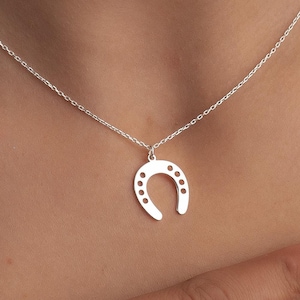 Sterling Silver Mini Horseshoe Necklace: Good Luck Pendant, Horse Lover Gift