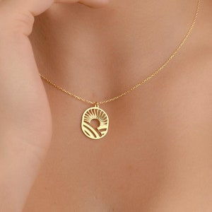 Sterling Silver Sunbeam Necklace: Sunrise Sunburst Pendant