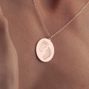 Newborn Baby Footprint Necklace, 925 Sterling Silver, New Mom Gift, , Mother Child Necklace, Baby Feet Pendant, Gifts For Mom