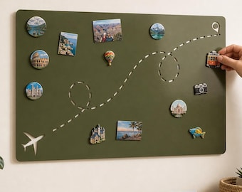 Travel Magnet Display Board, Magnetic Wall Organizer, Souvenir Magnet Holder, Metal Magnet Board, Travel Memory Display Decor