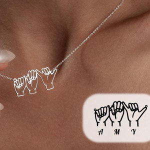 Personalized Sign Language Name Necklace: Sterling Silver Custom Jewelry