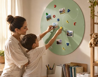 Magnetic Metal Board, Modern Magnetic Wall Panel, Powder Coated Steel Board, Magnet Board for Kids Room, Minimal Wall Organizer