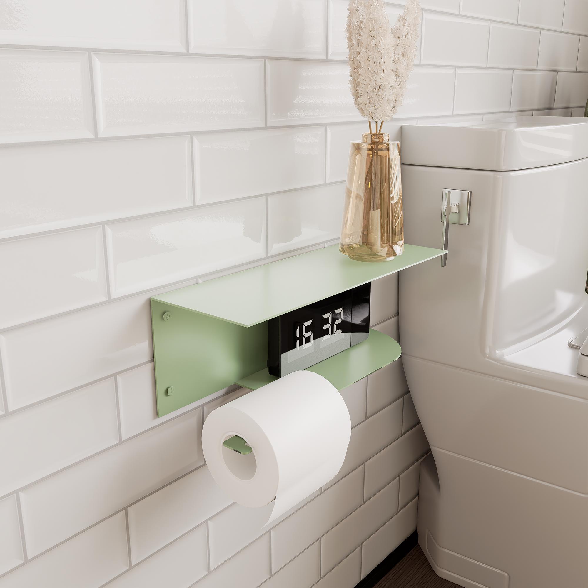 Modern Toilet Paper Holder with Shelf, Metal Bathroom Organizer,…