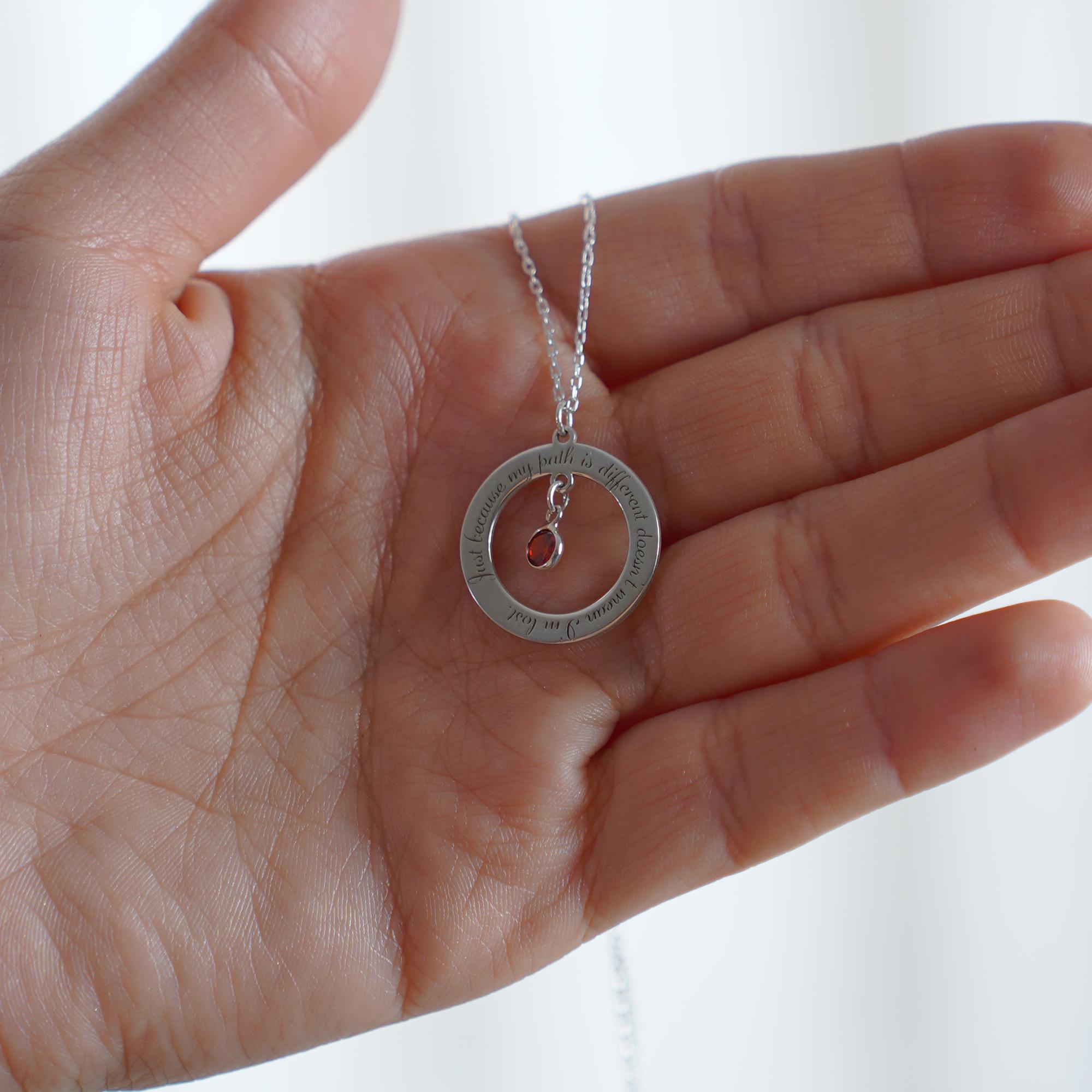 LANBEIDE Collana Con Pietra Portafortuna In Argento Sterling 925 – Ciondolo Rotondo Mese Di Nascita – Regalo Di Compleanno Per Donne