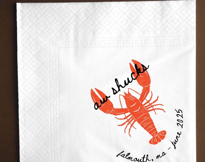 Customized Lobster Napkins | 3 designs | Barbeques, Weddings, Lobster Bakes