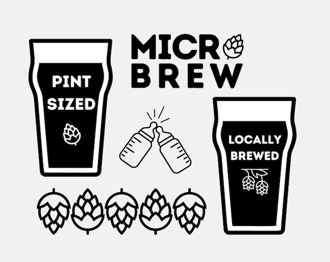 Brewery Baby Shower Iron-On Set | 5 Designs | PNG | Instant Download for DIY