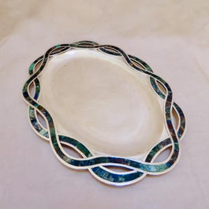 1950s Los Castillo Mexican Modernist Silver-plated, Lapis and Malachite Tray