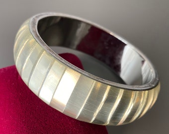 Thick Mirror Paneled Bangle Bracelet - Wide Stacking Resin Bangle - Transparent