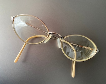 Vintage Silver & Gold Eye Glasses - Semi Oval Delicate Frames in Excellent Condition