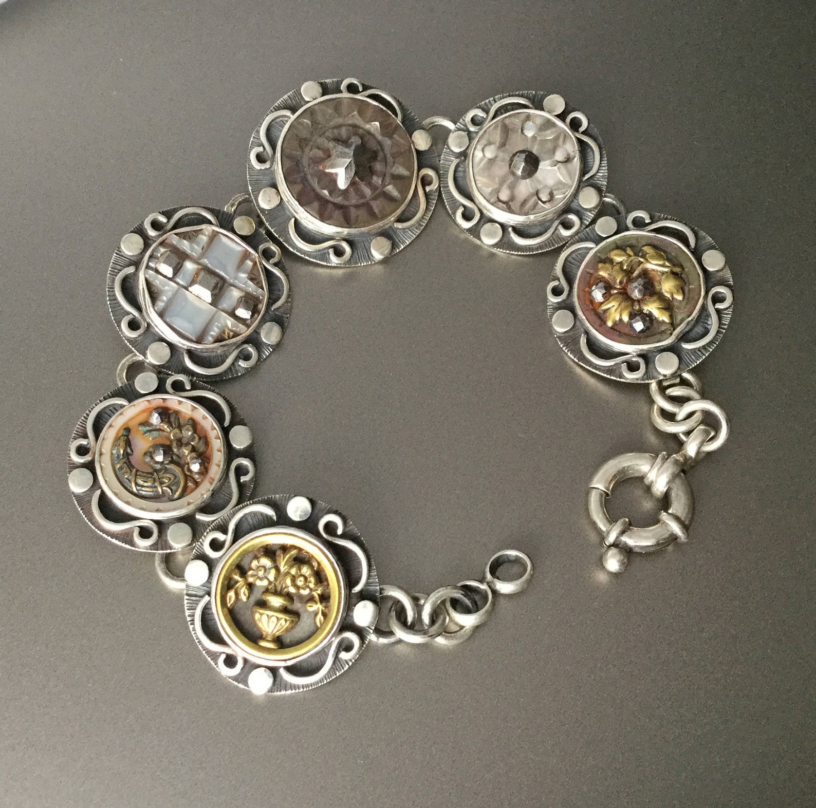 Antique French Button Bracelet From Paris France Sterling - Etsy