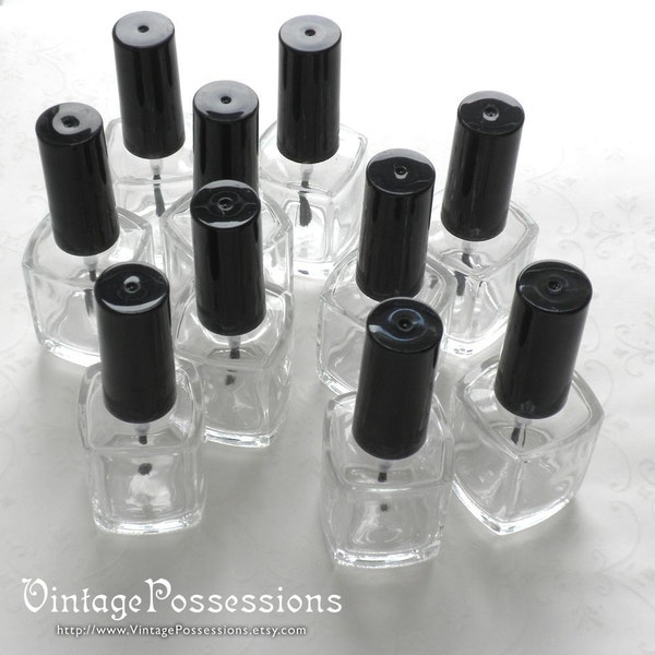 8 Empty Nail Polish Bottles - New Unused - Ready for your Handmade Product