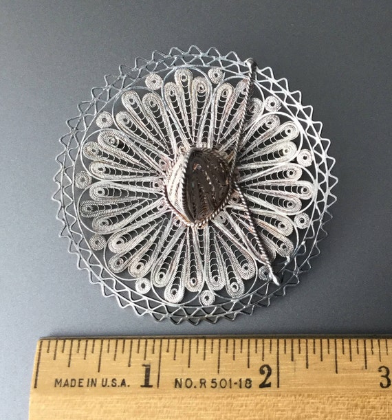 Mexican Sombrero Hat Brooch - Exquisite Silver Fi… - image 5