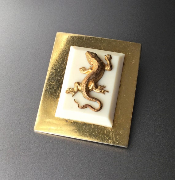 Vintage Depose French Figural Salamander Lizard Br