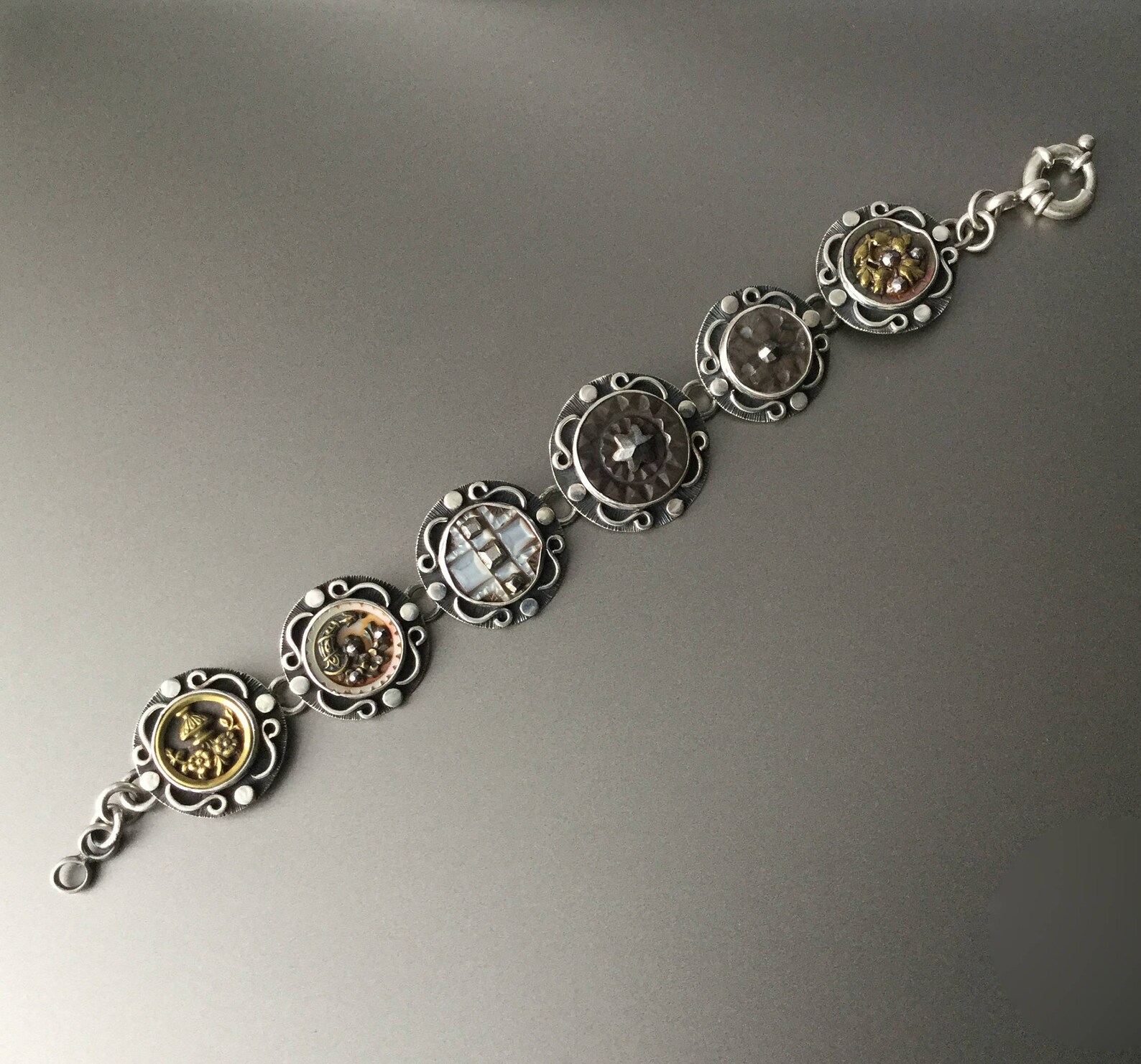 Antique French Button Bracelet From Paris France Sterling Etsy