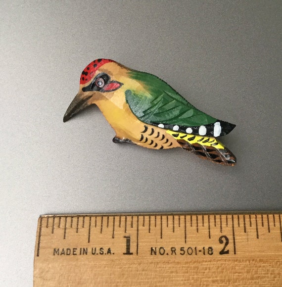 Carved Wood Hand Painted Woodpecker Flicka Bird B… - image 5