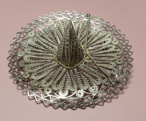 Mexican Sombrero Hat Brooch - Exquisite Silver Fi… - image 10