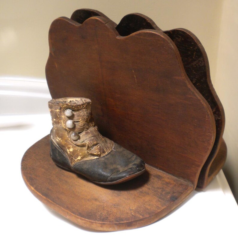 Antique Victorian Baby Shoes Bookends Leather Spats for your Etsy