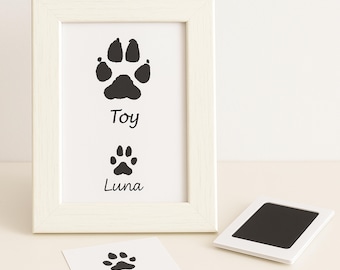 Inkless Paw Print Keepsake Frame Kit, Pet Memorial Gift for Dogs & Cats, No-Mess Pawprint Stamp, DIY Pet Remembrance, All Materials Included