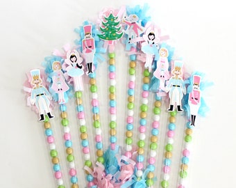 Christmas Candy Favors, Nutcracker Candy Wands - Set of 10 -  Candy Favors, Christmas Party favors, Stocking Stuffers, small gifts