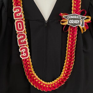 2024 Graduation Leis Double Braided Ribbon Lei Class of 2024 Personalized graduate name, custom school colors satin ribbon lei image 5
