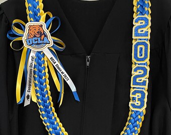 2024 Custom  Graduation Lei for High school or College Grad - custom school logo & colors - Personalized lei, USC, UCLA, UC Irvine